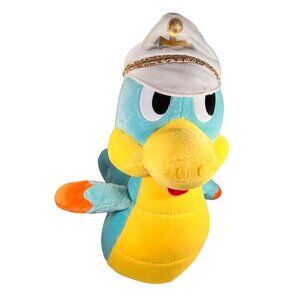 Vtg Sea Horse Plush Captain Sailor Hat Blue Yellow Orange Weighted Stuffed Toy